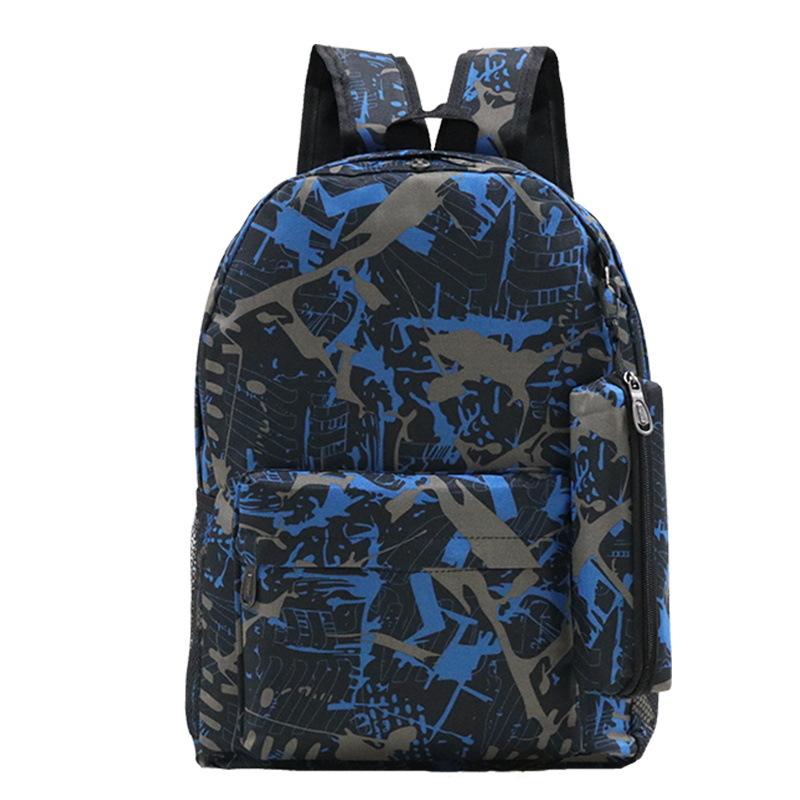 Printed backpack + pencil case casual student schoolbag two-piece set