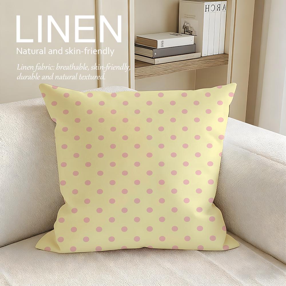 Art Polka Dot Cushion Cover Linen Decorative Pillowcase Set Pcs x x x Breathable Washable Sofa Cushion Cover
