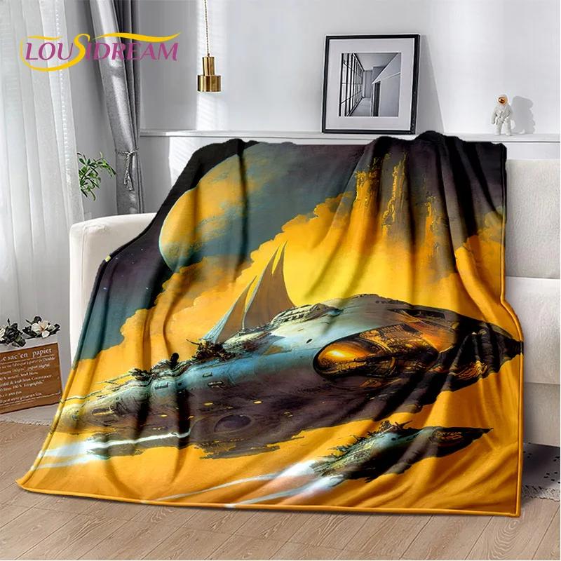 Spaceship  Spacecraft Universe UFO Blanket,Flannel Soft Throw Blanket for Home Bedroom Bed Sofa Picnic Office Hiking Kids Cover