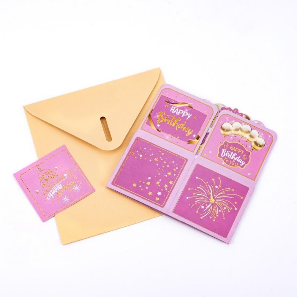 Cartoon Butterfly 3D Birthday Card Balloon Cake Design Best Wishes Pop-Up Greeting Cards Flowers Theme With Envelope