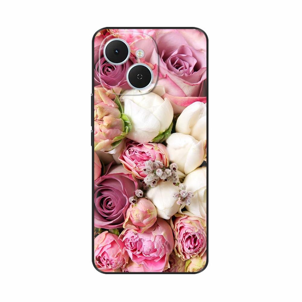 For Tecno Spark 40C Case Flowers Soft Silicone TPU Phone Cases For Tecno Spark 40C Shockproof Cool Wolf Flowers Protective Cover