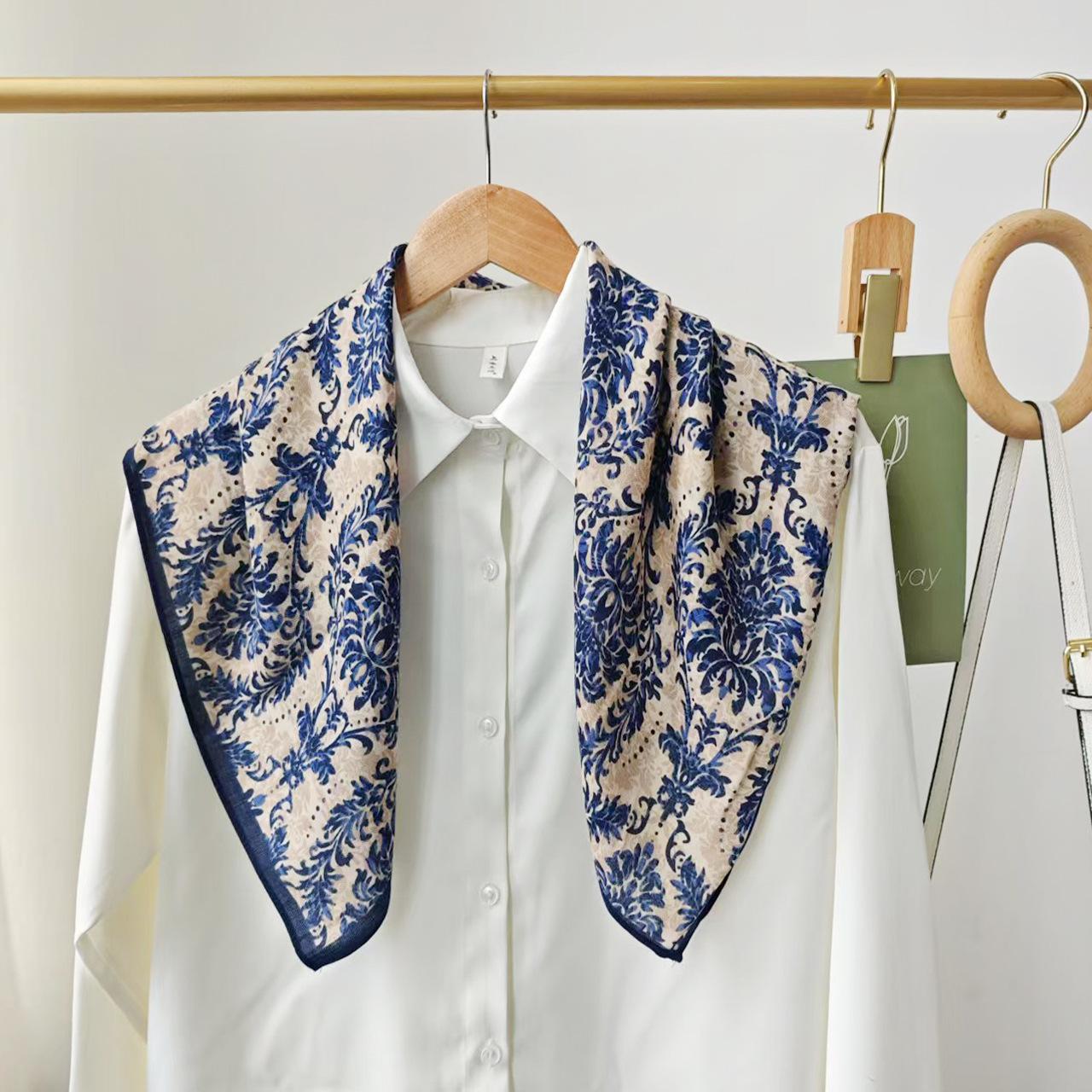 

Хлопково-льняной тактильный художественный ретро маленький квадратный шарф в корейском стиле, головной платок, женская весенне-осенняя защита шеи sc