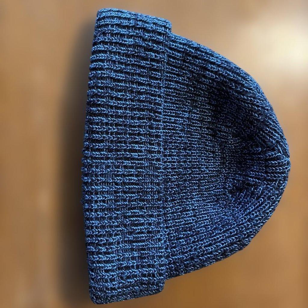 Used NOAH Blue x Black Knit Hat Beanie Made in Canada Good Condition Logo Embroidery Supreme