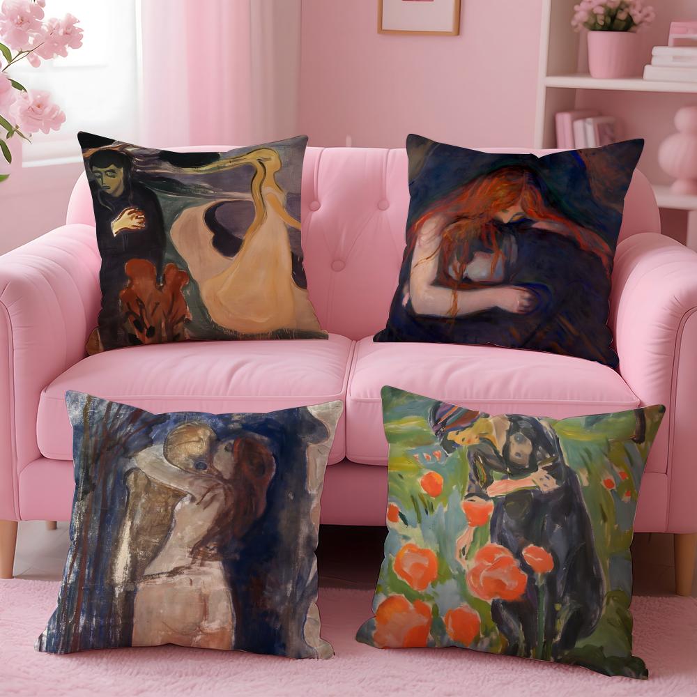 Kunst E‑Edvard Munch Angst Kunst Kissenbezug Atmungsaktiv Leinen Kissenbezug Sommer Geruchlos Umweltfreundlich Verdeckter Reißverschluss Waschbar