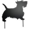 Scottie Hund Metall Trädgårds Konst Trädgårdssticka Svart Pulverlackerad Utomhus Skotsk Terrier Dekor