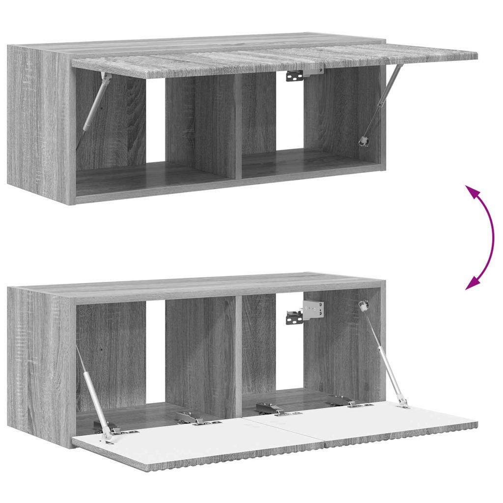 TV Wall Shelf Set Wall Mounted 4 pcs Grey Sonoma Wood Based Material
