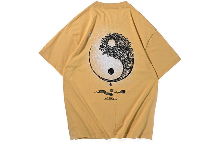 Li Ning Skateboard T Shirts Men s Ginger Yellow Crew Neck Moderate Straight Fit AHSR509-2 M