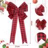 Handcrafted Christmas Decoration Red And Black Plaid Bow For Festive Tree Ornament