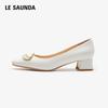 Le Saunda Women's Elegant Square Toe Mid-Heel Pumps