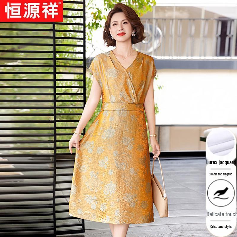 Hengyuanxiang Women s Jacquard V-Neck Midi Dress 3XL
