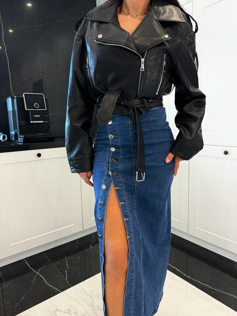 Women's High Waist Irregular Slit Denim Skirt - Sexy Slim Fit, Hip-Hugging