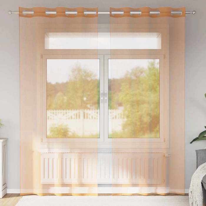 VidaXL Rideaux en voile avec œillets 2 pcs terre cuite, rideau en filet, rideau transparent, voile de fenêtre, traitement de 4102140