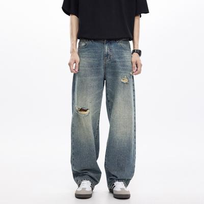 New Spring and Summer Men's Loose Wide-leg American High Street Jeans Long Trousers Men