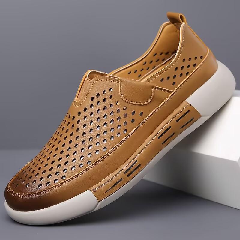 Fashion Summer New Breathable Men's Flat Sandals with Hollow Mesh Outdoor Sports and Leisure Beach Men's Shoes