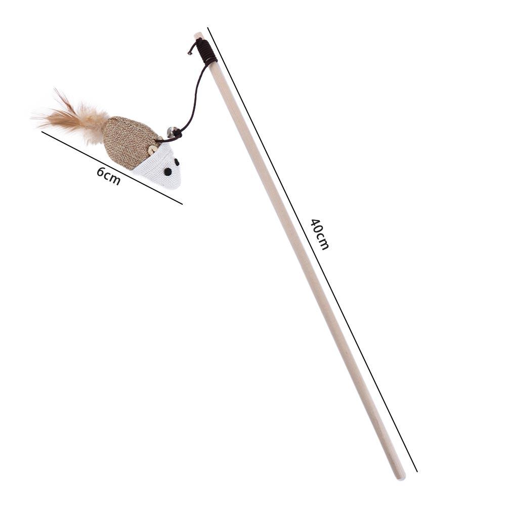 Funny Cartoon With Mini Bell Wand Feather Mouse Cat  Interactive Stick Pet Supplies Tease Cat Rod