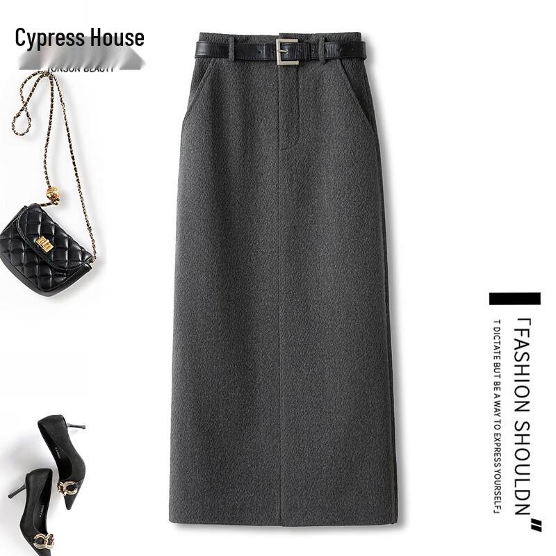 

Women s High-Waist Wool Blend Straight Midi Skirt XL