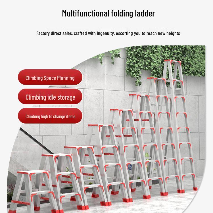 Aluminum Alloy Thickened Folding Ladder for Household and High-Altitude Use
