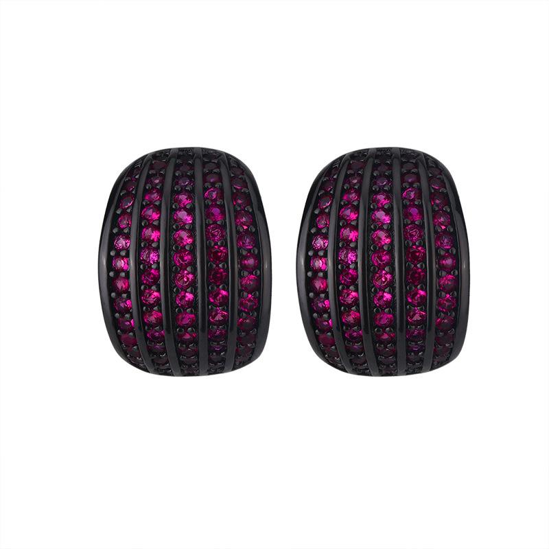 Jewelry Copper Bottom Gold Plating Simulation Red Corundum Black Gold Personalized Stud Earrings