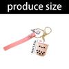 Cartoon Pattern Bag Pendant for Girls Women 4x3cm Cute Simulation Milk Tea Keychain with Lanyard Backpack Hanging Decoration