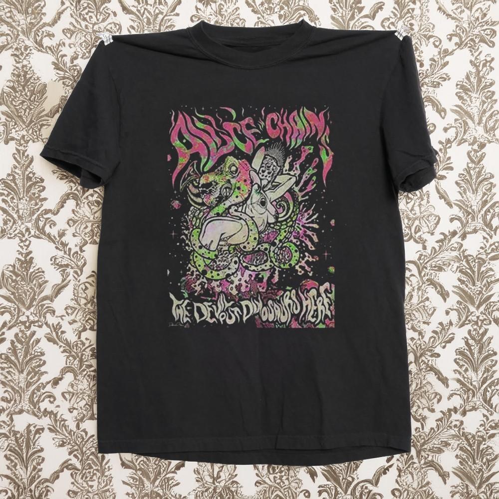 

NEW Alice In Chains Short Sleeve Black Cotton Tshirt Unisex T-Shirt XXL