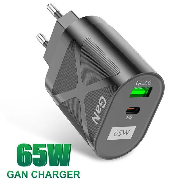 65W GaN Multi-Port Fast Charger with PD 33W & QC 3.0, European Standard (9V/12V)