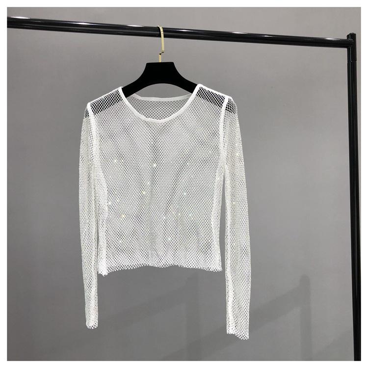 

Сорочка-накидка з сітки з AB стразами для жінок One Size білий