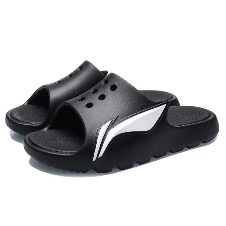 Li Ning Rubber Sole Slide Slippers Men's Black White ABTR005-2