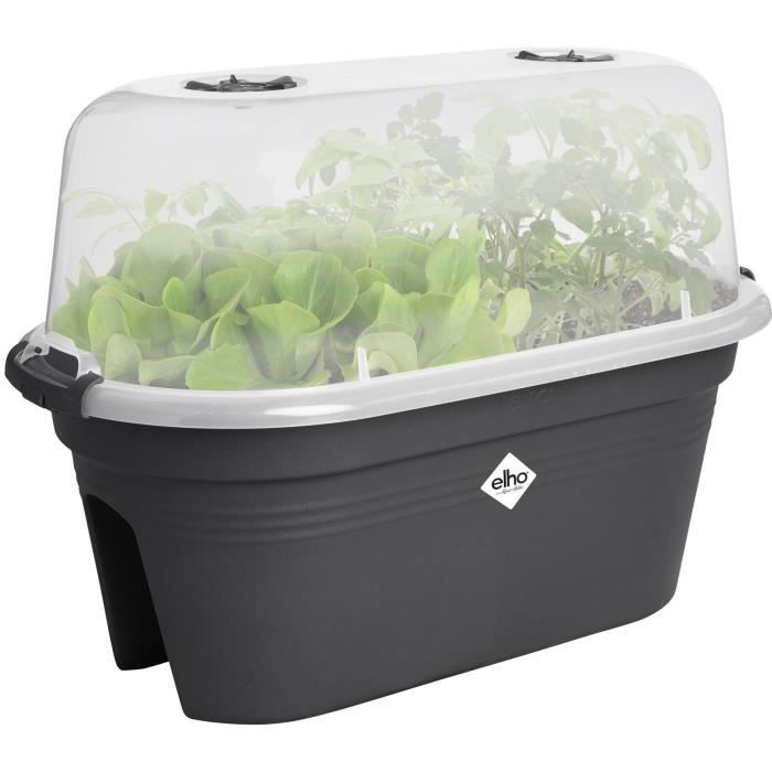 ELHO Balconniere GB Set De Cult - L 55 x B 28.5 x H 25 cm - Living Noir - 100% recyclé
