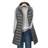 Female Autumn and Winter Medium Long Hooded Light Down Padded Jacket Waistcoat Cotton Vest