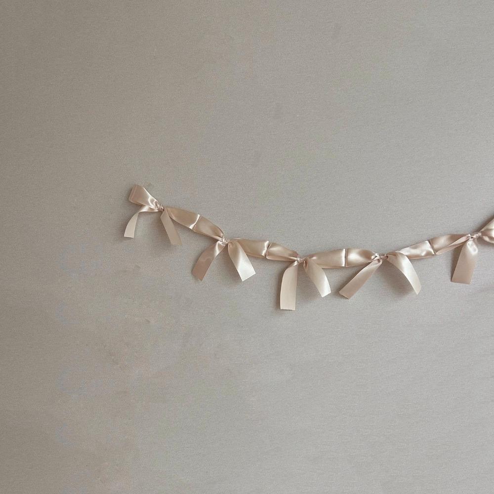 Satin Bow Webbing Hanging Garlands Handmade Photo Props Ribbon Banner Pink White Blue Nursery Decor Party Banner