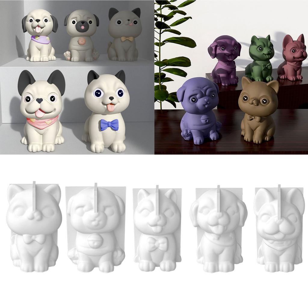 3D Dog Silicone Candle Mold DIY Soap Resin Plaster Mould Animal Puppy Ice Cube Chocolate Making Desk Ornament Home Decor
