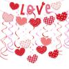 Heart Love Spiral Swirl Hanging Garland Heart Design Spiral Pull Flag for Home Hanging Valentine Day Decor