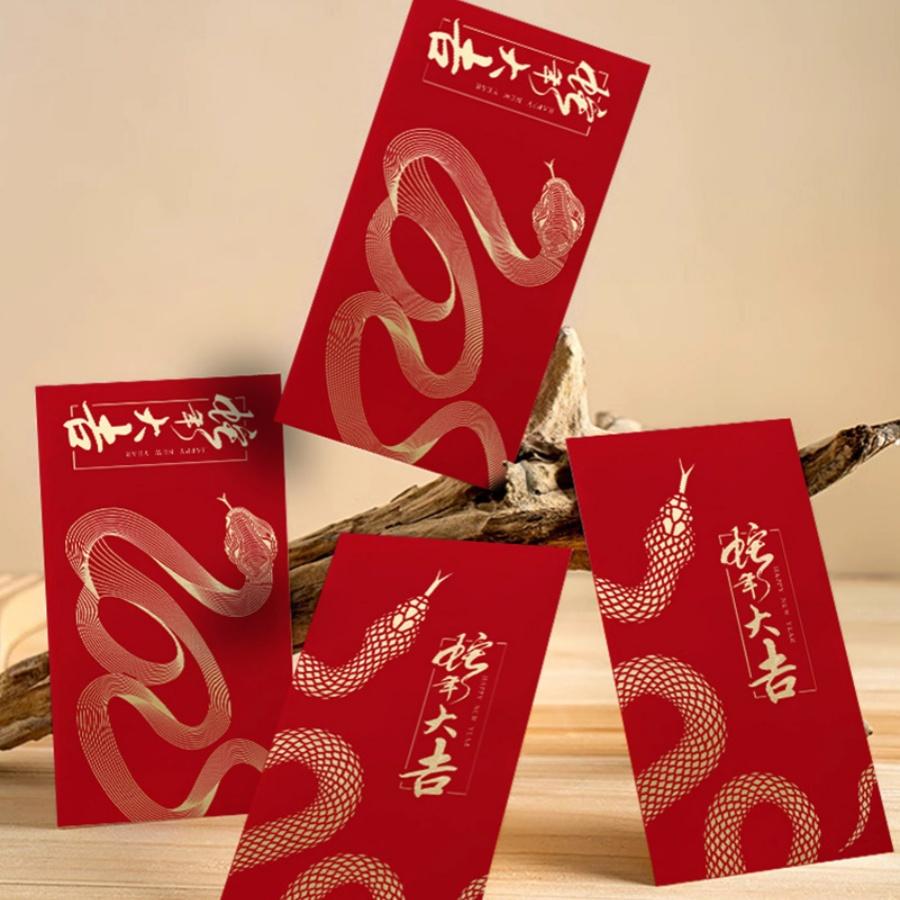 10pcs 2025 Year of the Snake Spring Festival red envelope Paper bag Chinese New Year restaurant store decoration Storage Bag