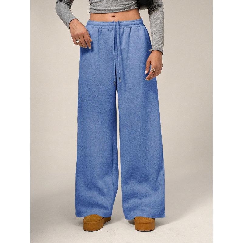 Autumn Winter High Waisted Thick Drawstring Pants Women Loose and Casual Sports Warm Pants Commuting Style