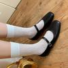 Korean version of shallow mouth Mary Jane shoes women's 2025 spring and autumn new silver flat-soled single shoes square head with women's shoes
