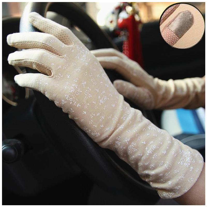New Fashion Gloves Women Mid-long Summer Cotton Black Print Cycling Thin Touch Screen Bike Car Driving Gloves for Women