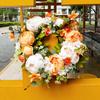 Artificial Peony Wreath Hanging Door Decoration Wedding Lintel Flower Wedding Christmas Wreath Living Room Holiday Decoration