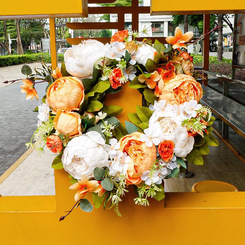 Artificial Peony Wreath Hanging Door Decoration Wedding Lintel Flower Wedding Christmas Wreath Living Room Holiday Decoration