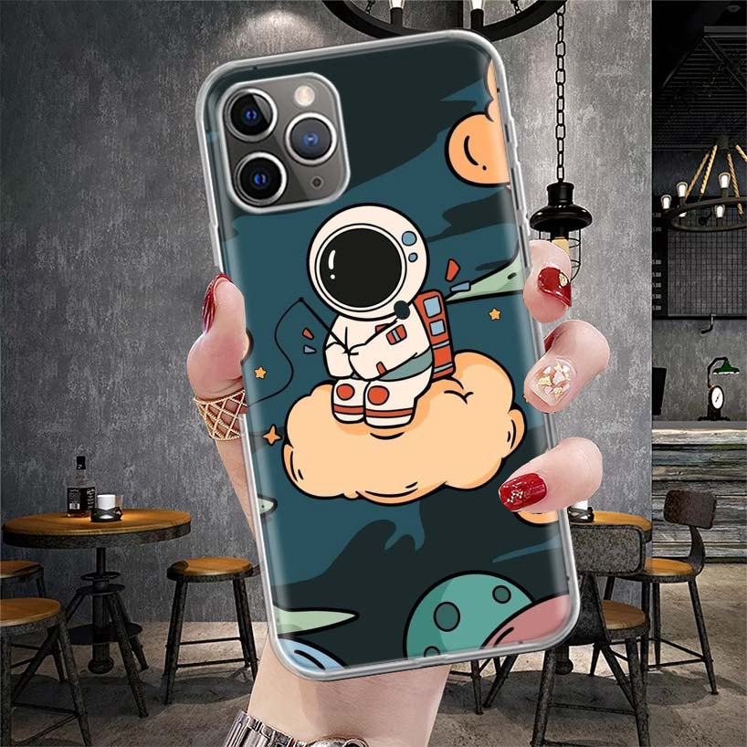 Cartoon Planet Astronaut Star Rocket Soft Phone Case For IPhone 11 17 Air 16E 16 Pro Max 15 + 14 Plus 13 Mini 12 Apple 7 SE 8 Fu