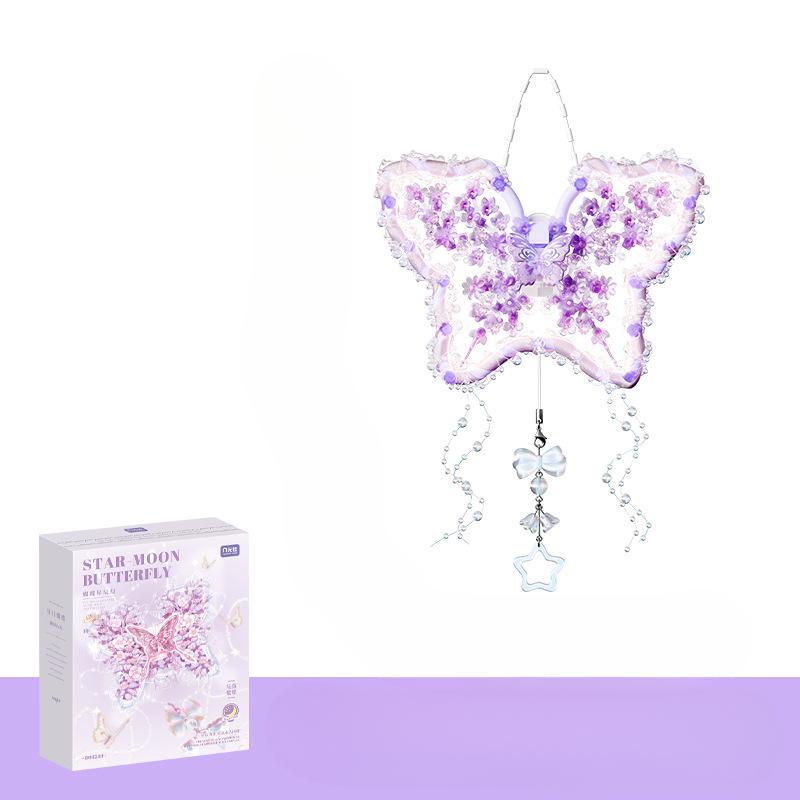 

Бабочка Звезда Лампа Строительные Блоки Цветочная Атмосфера Ночной Светильник Подвеска Микро Частица Вставка Игрушка Девочка Подарок На День Рождения 18*6*23cm
