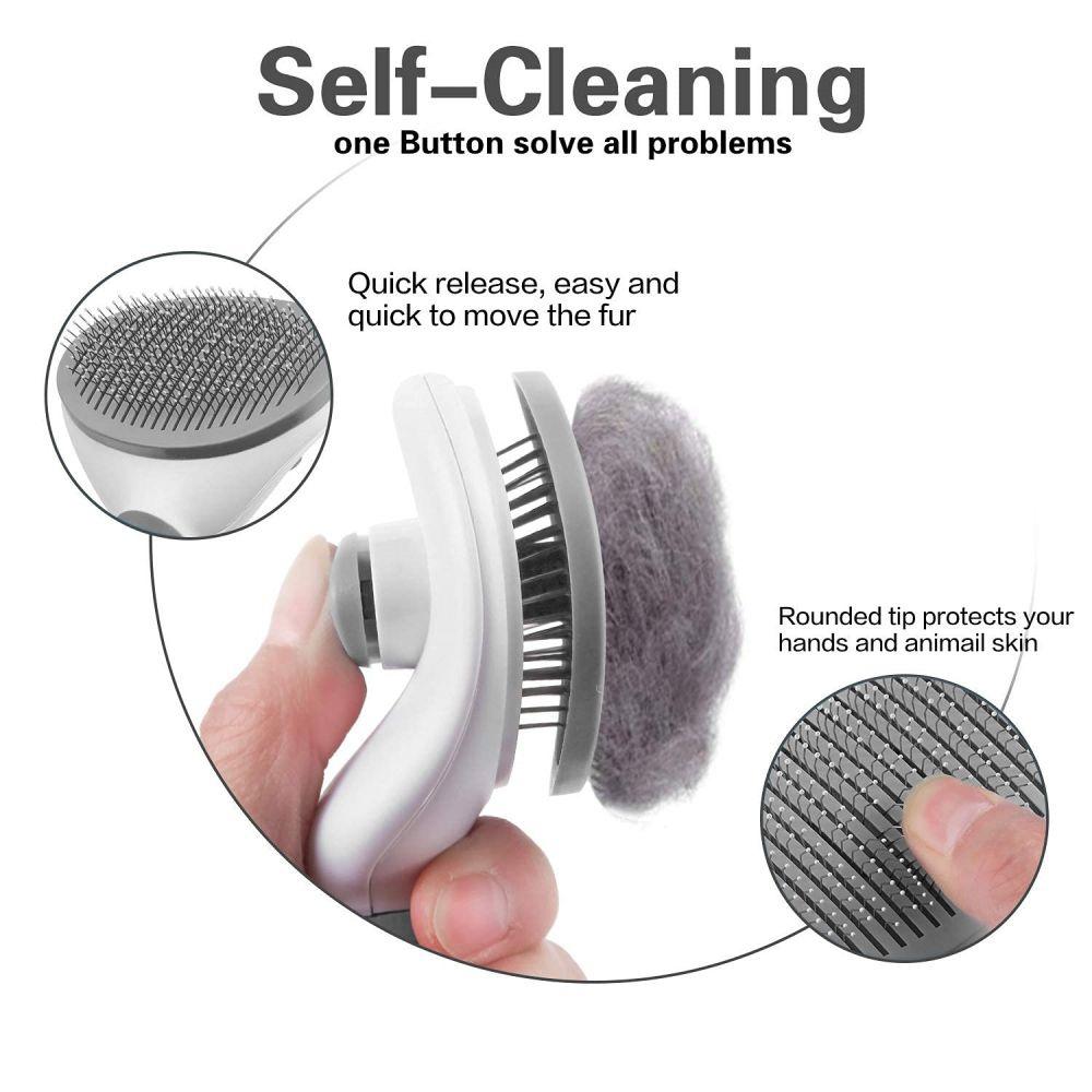 1PC Pet Comb Kartáč pro psy a kočky Samočisticí kartáč na líčení krátkých a dlouhých vlasů Kartáč na vypadávání vlasů