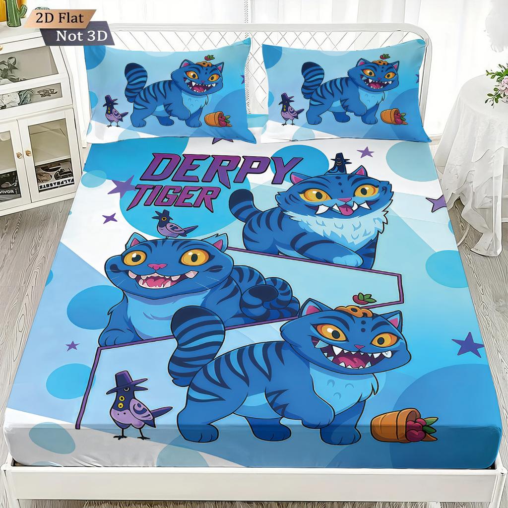 1pc K-Pop Demon Hunters Fitted Sheet Polyester Durablle Machine Washable Bedding Set for Home Bedroom Decoration Birthday Gift
