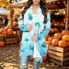 Damen Trendy Halloween-Print Langarm-Strickjacke Pullover für Lässige Herbstmode