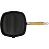 Square Cast Iron Grill Pan - VIDAXL - with Wooden Handle - 25 X 25 Cm - for All Energy Types