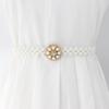 Korean Version of Women's Rhinestone Pearl Waist Chain Fashion Dress Decorative Elastic Waist Belt Women's Sweet Flower Elastic Waist Seal