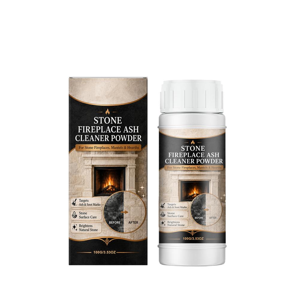 Stone Fireplace Ash Cleaning Powder Remove Natural Rock Hearth Mantel Soot Mark Residue Firebox Surface Ash Grime Stain Cleaner