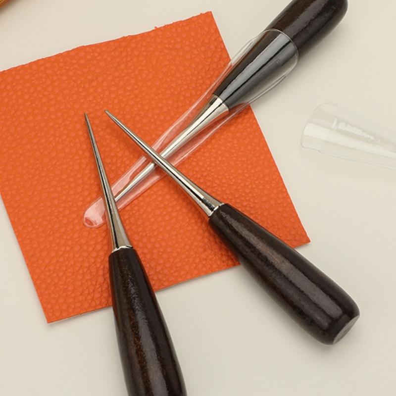 10Pcs Professional Leather Awl with Pointed Tip Wood Handle Sewing Awl Tool For Leather Craft Tailoring Hole Punching