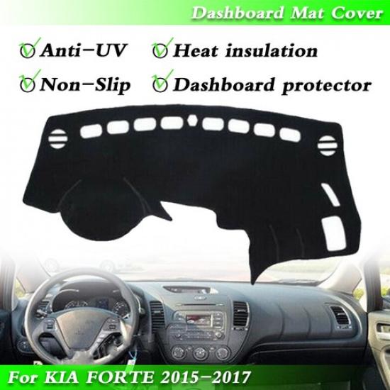 1pc Black Dashmat Dashboard Mat Cover Anti-Sun FOR KIA FORTE 2015 2016 2017