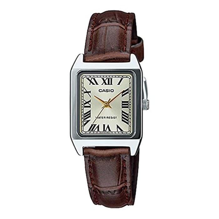 CASIO Standard LTP-V007L-9B Women s Watch, Gold/Brown Leather