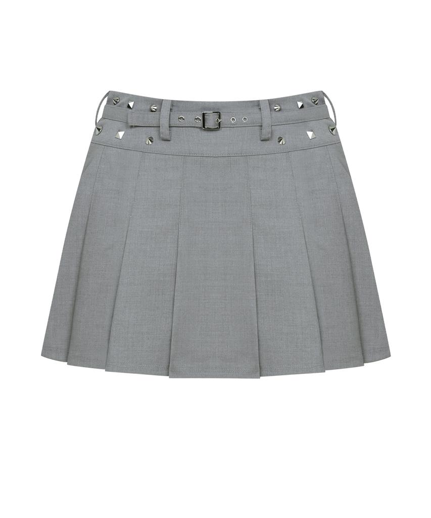 Kwajipyuliti Studded Pleated Skirt (Gray)